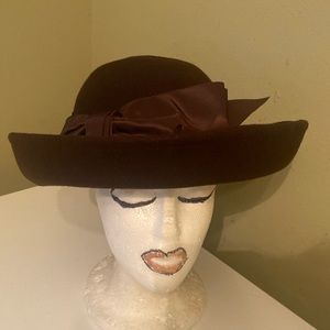 Beautiful Brown Wool Church Dress Hat by Plaza Suite